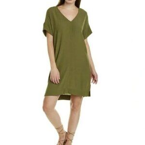 Madewell Dress Novel Shift Olive Green V-Neck Comfy Flowy Peasant Women's Small